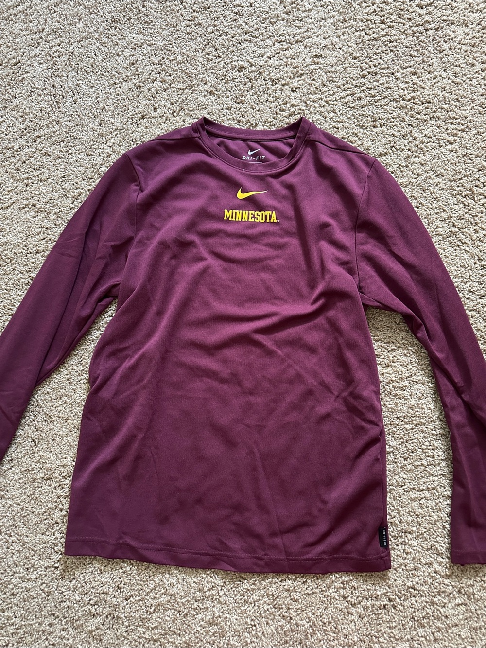 Nike Maroon Long-Sleeve Dri-FIT Minnesota Shirt